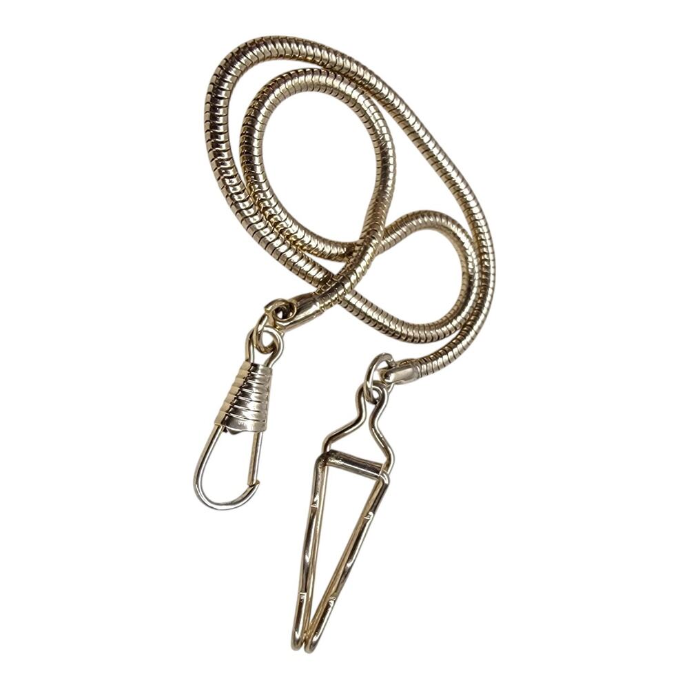 Vintage Gold Tone Snake Chain Pocket Watch Vest Belt Slide Clip Swivel Clasp